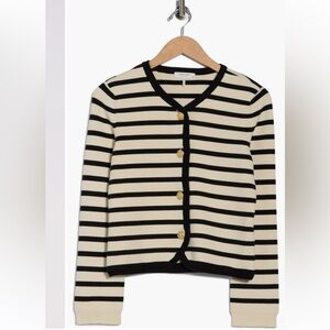 rag & bone Dee Stripe Ivory Knit Black Striped Cardigan M or L